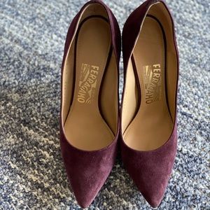 Ferragamo Purple Suede Heels 5.5